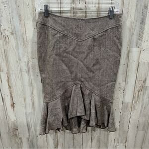 Marciano Wool Blend Pencil Trumpet Skirt Brown Y2K